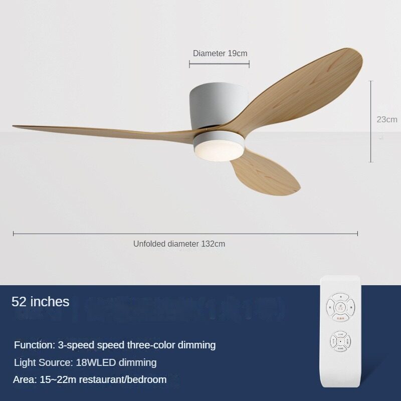 HEIKESZ Large Wind Retro Remote Control Ceiling Fan for Living Room Dining Room Bedroom Simple European Style Fan Lamp Household Chandelier