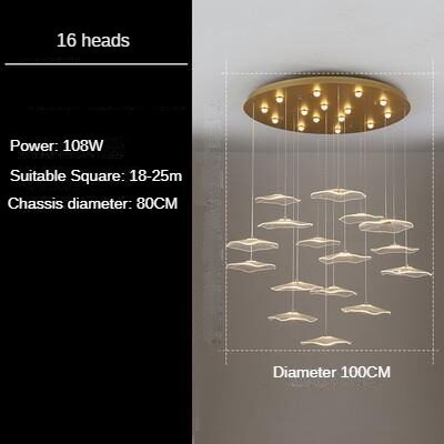 HEIKESZ Modern Minimalist Long Chandelier for Hollow Stairs Nordic LED Drop Light Atmospheric Living Room Dining Kitchen Bedroom Pendant