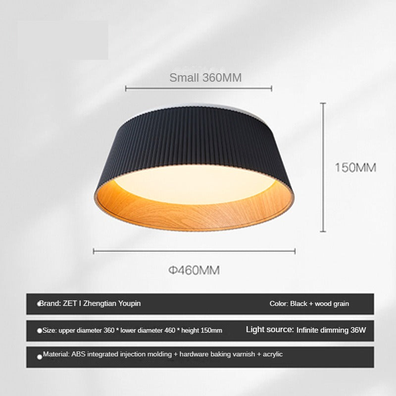 HEIKESZ Minimalist Ceiling Lamp Wood Grain Design High Profile Bedroom Study Dining Room Lighting