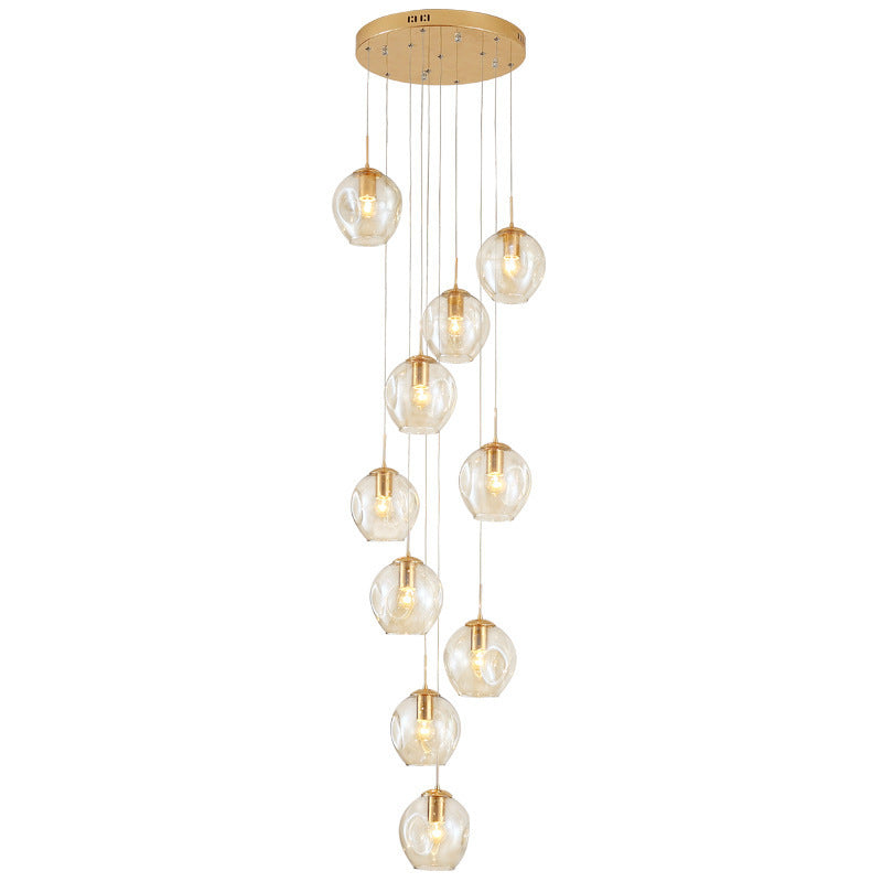 HEIKESZ Nordic Modern Minimalist Glass Chandelier Luxury Meteor Shower Long Pendant Light for Living Room Dining Bedroom Ceiling
