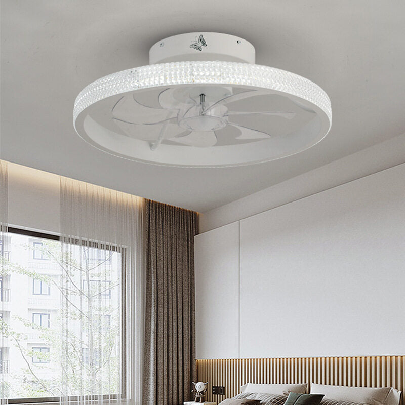 HEIKESZ Modern Ceiling Fan Lamp with LED Crystal Lights Remote Control Luxury Bedroom Living Room Restaurant Light Wholesale Nordic Minimalist Design