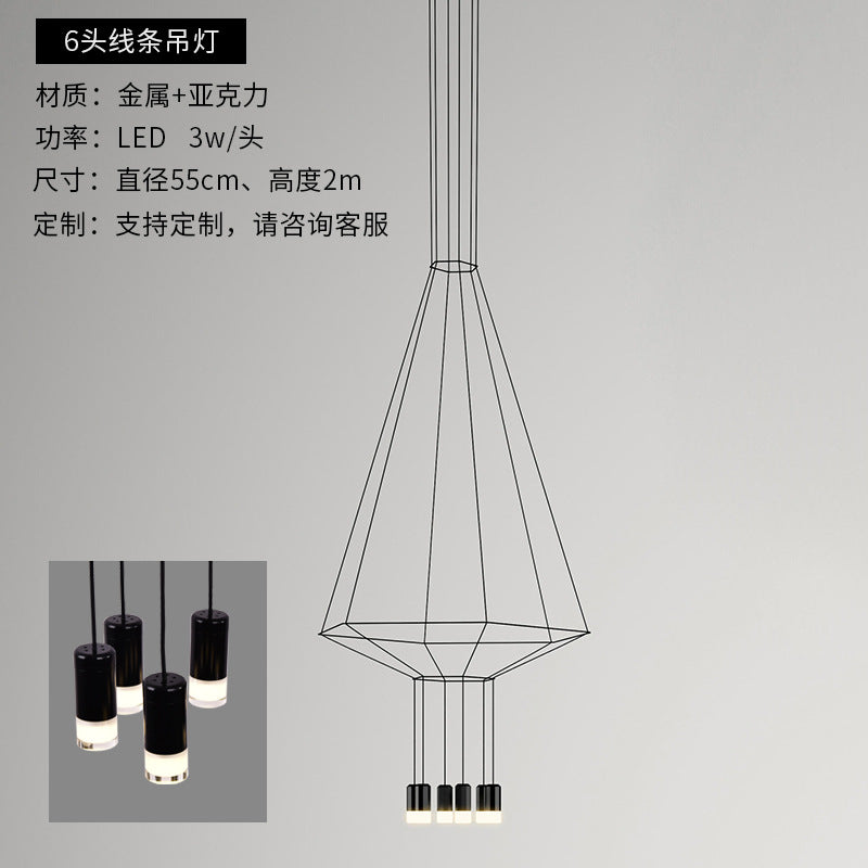 HEIKESZ Nordic Long Line Chandelier for Hotel Lobby Living Room Staircase Villa High Rise Duplex Modern Lighting Decor