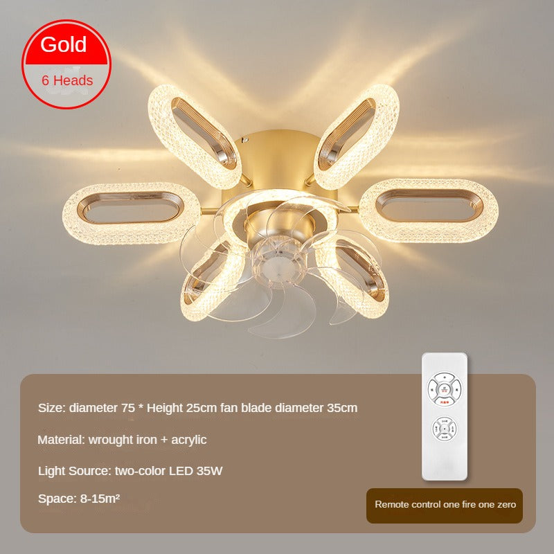 HEIKESZ Nordic Ceiling Fan with LED Lights Modern Minimalist Bedroom Dining Room Study Lamp Integrated Fan Style Ceiling Light