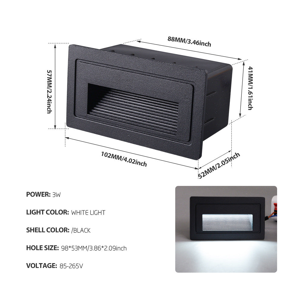 Heikesz Waterproof LED Step Light Outdoor Concealed Stair Ladder Footlight Embedded Wall Lamp for Safe Night Lighting