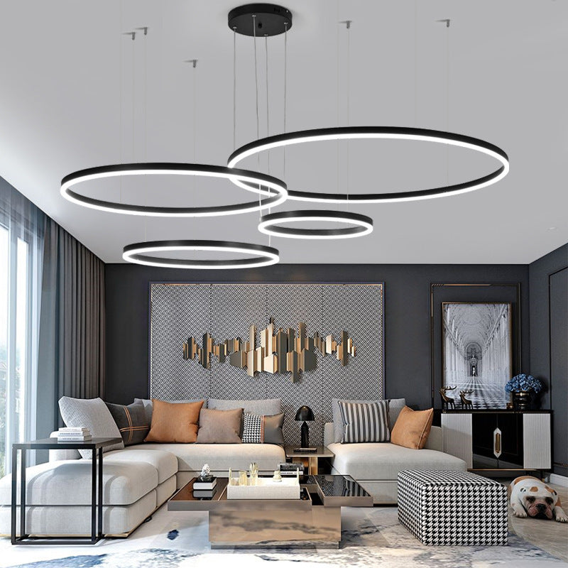 HEIKESZ Modern Minimalist Round Chandelier LED Ceiling Light for Living Room Bedroom Dining Room Nordic Warm Lighting