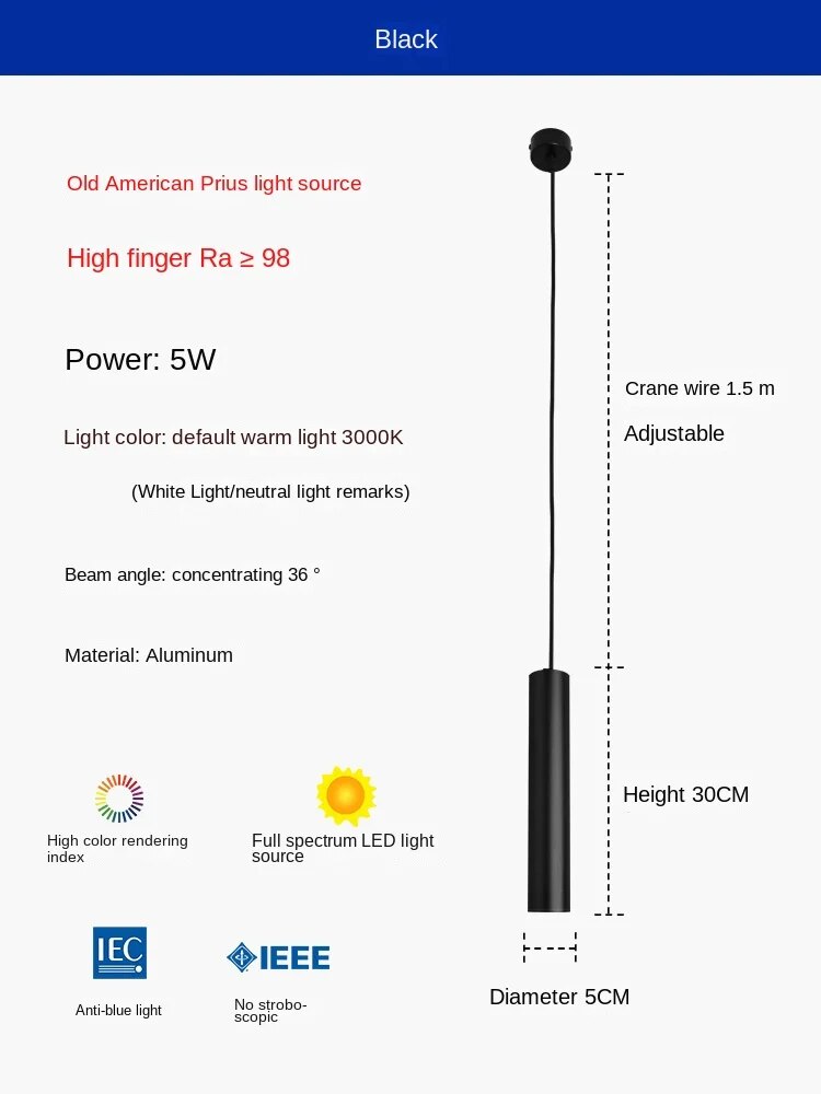 HEIKESZ Long Round Straight Column Suspension Wire Spotlight Minimalist Nordic Designer Chandelier for Dining Room Bar Bedroom