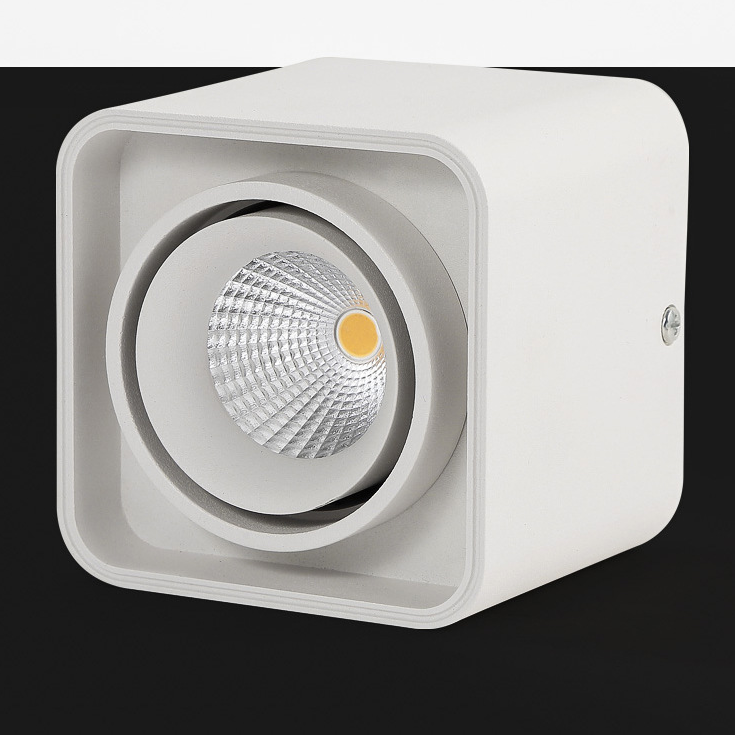 HEIKESZ Square LED Spotlight Open-Mounted Cob Anti-Glare Downlight Household Punch Free Ceiling Lamp