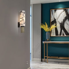 HEIKESZ Modern Chinese Style Marble Wall Lamp Luxury Copper Light for Living Room Bedroom Background Creative Designer Lighting