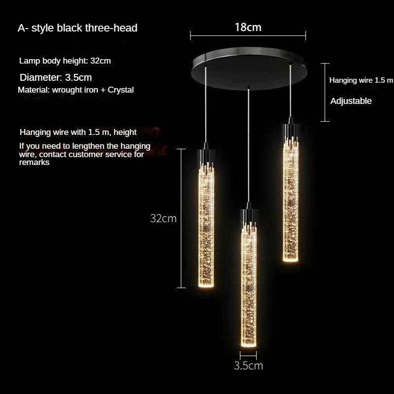 HEIKESZ Nordic Crystal Chandelier Luxury Bed Head Hanging Lamp for Bedroom Bar TV Background Wall