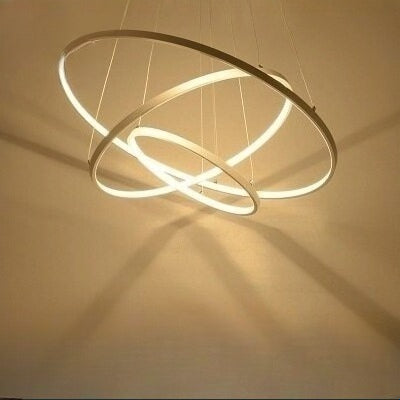 HEIKESZ Modern Minimalist LED Chandelier for Living Room Bedroom Dining Room Warm Light Creative Round Pendant Lamp Ceiling Lighting