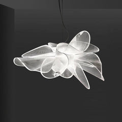 HEIKESZ Modern Transparent Flower Chandelier Italian Designer LED Ceiling Light for Living Room Bedroom Restaurant Nordic Creative Hanging Lamp