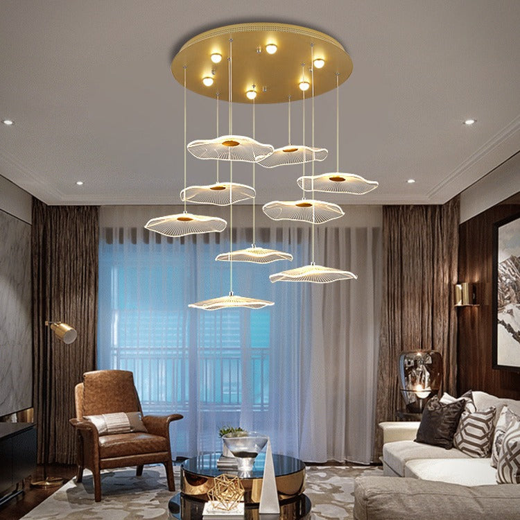 HEIKESZ Modern Danish Chandelier Simple Empty Lotus Leaf LED Lighting for Restaurant Living Room Dining Bar Nordic Ceiling Fixture