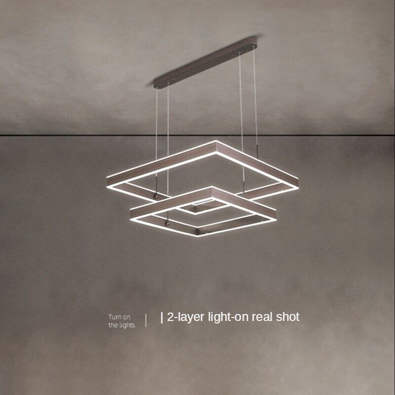 HEIKESZ Modern Aluminum Chandelier for Living Room Bedroom Restaurant Warm Light Creative Rectangular Ceiling Lamp