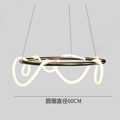 HEIKESZ Minimalist Chandelier for Restaurant Bar Long Dining Table Music Note Art Designer LED Tube Winding Line Lamp