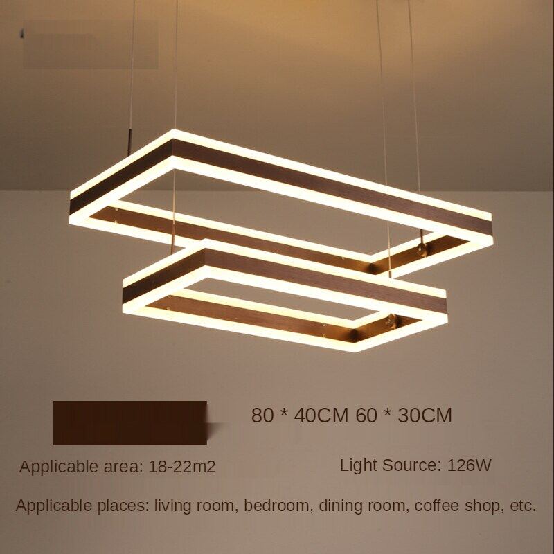HEIKESZ Modern Aluminum Chandelier for Living Room Bedroom Restaurant Warm Light Creative Rectangular Ceiling Lamp