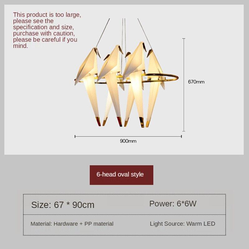 HEIKESZ Nordic Origami Bird Chandelier Modern Minimalist Artistic Hanging Lamp for Living Room Bedroom Ceiling Light