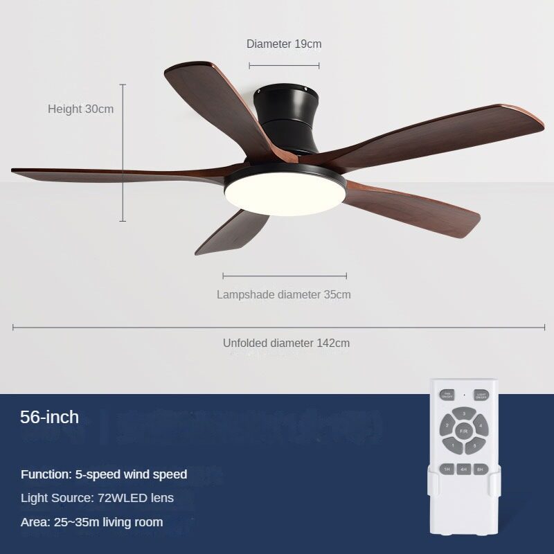 HEIKESZ Nordic Solid Wood Ceiling Fan Light with Frequency Conversion for Living Room Dining Room Home Decor