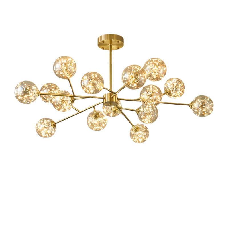 HEIKESZ Nordic Copper Chandelier Modern Minimalist Magic Bean Bubble Lamp for Living Room Dining Room Bedroom Ceiling Light