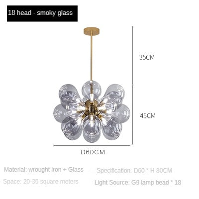 HEIKESZ Modern Minimalist Chandelier Creative Personality Art Nordic Balloon Bubble Glass Lamp for Bedroom Restaurant Princess Room