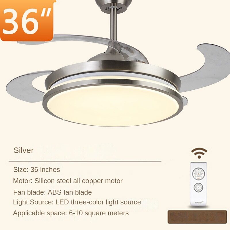 HEIKESZ Ultra-Thin Ceiling Fan Light Invisible Integrated Modern Minimalist Chandelier for Living Room Bedroom Dining Room