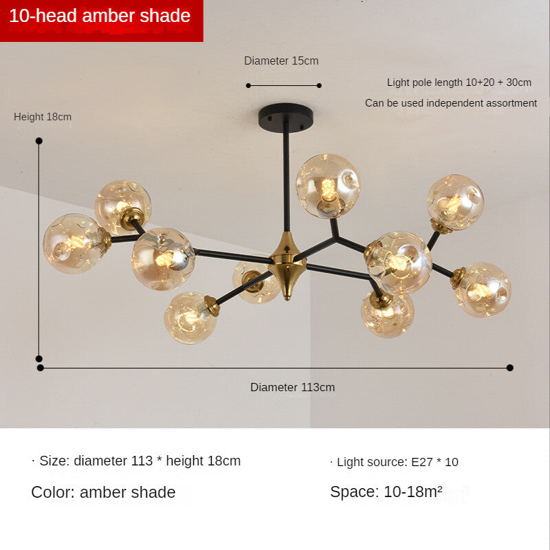 HEIKESZ Nordic Magic Bean Molecular Lamp Modern Glass Ball Chandelier for Living Room Bedroom Dining Room Warm Lighting Ceiling Decor