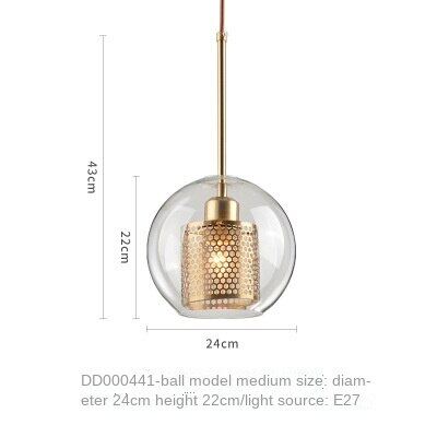 HEIKESZ Creative Transparent Lamp Shade Glass Ball Chandelier Simple Nordic Style Warm Light for Living Room Bedroom Dining Room