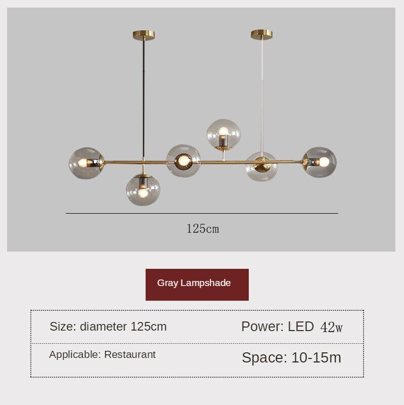 HEIKESZ Modern Minimalist Iron 6-Head Ceiling Lamp for Restaurant Bar Living Room LED Lighting Hanging Chandelier