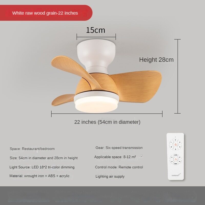HEIKESZ Nordic 22-inch Ceiling Fan with Light Remote Control Modern Minimalist Design for Bedroom Dining Room Home