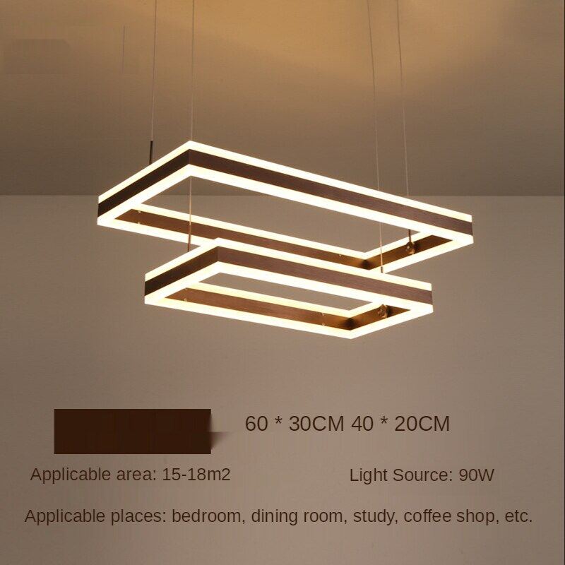 HEIKESZ Modern Aluminum Chandelier for Living Room Bedroom Restaurant Warm Light Creative Rectangular Ceiling Lamp