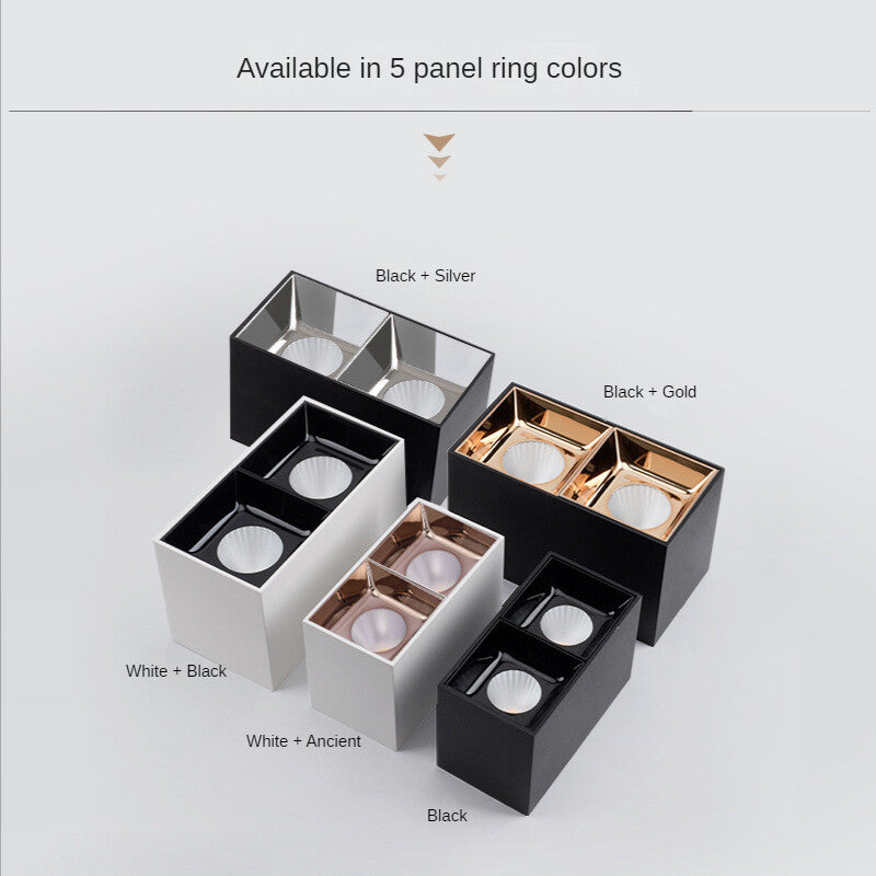 HEIKESZ Square Double-Headed Cob Downlight Anti-Glare Surface-Mounted Spotlight for Living Room Home Bean Lamp Ceiling Lighting