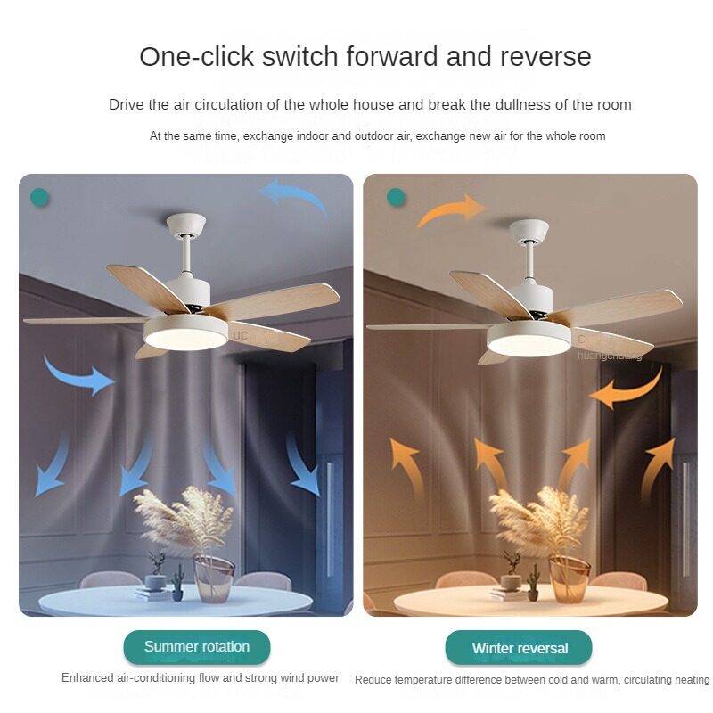 HEIKESZ Smart Nordic Ceiling Fan Lamp with Frequency Conversion for Living Room Dining Room Bedroom