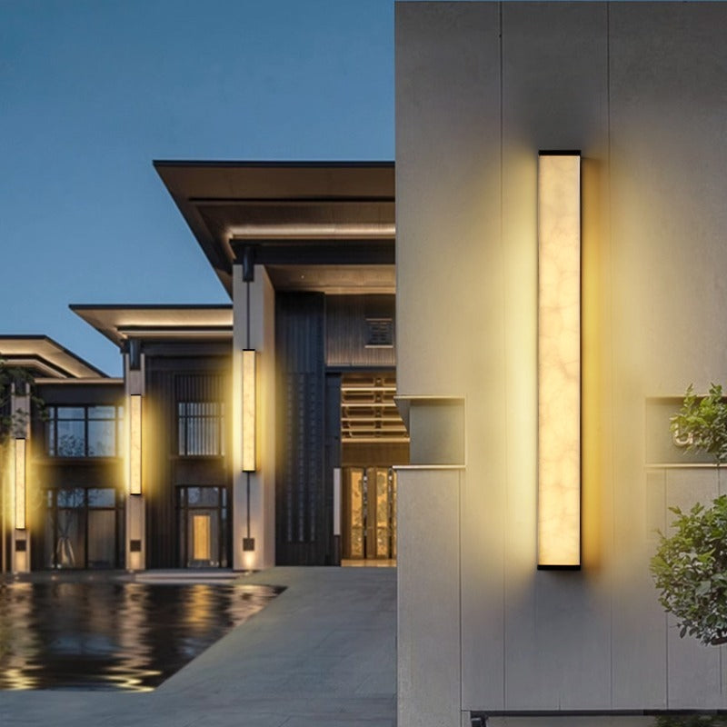 HEIKESZ New Chinese Outdoor Wall Lamp Stainless Steel Scagliola Strip Villa Courtyard Gate Outdoor Waterproof Wall Lamp Lamps for Living Room Light Fixtures for Celling Lights