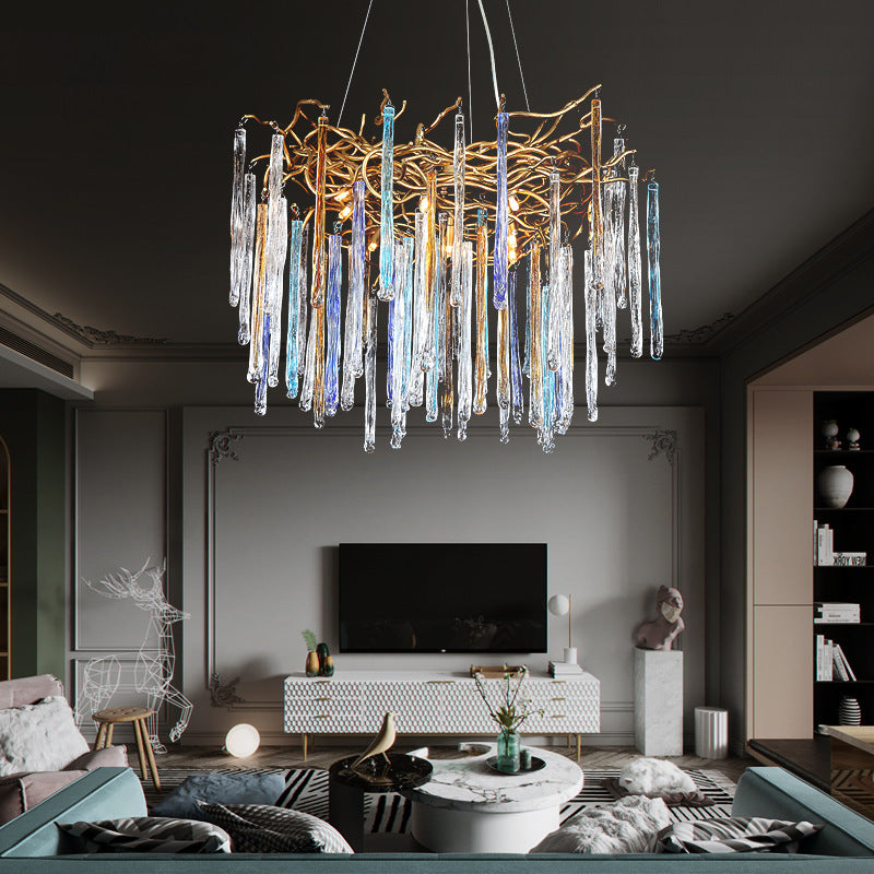 HEIKESZ Luxury Crystal Chandelier for Living Room European Retro Style Villa Duplex High-End Bedroom Lighting